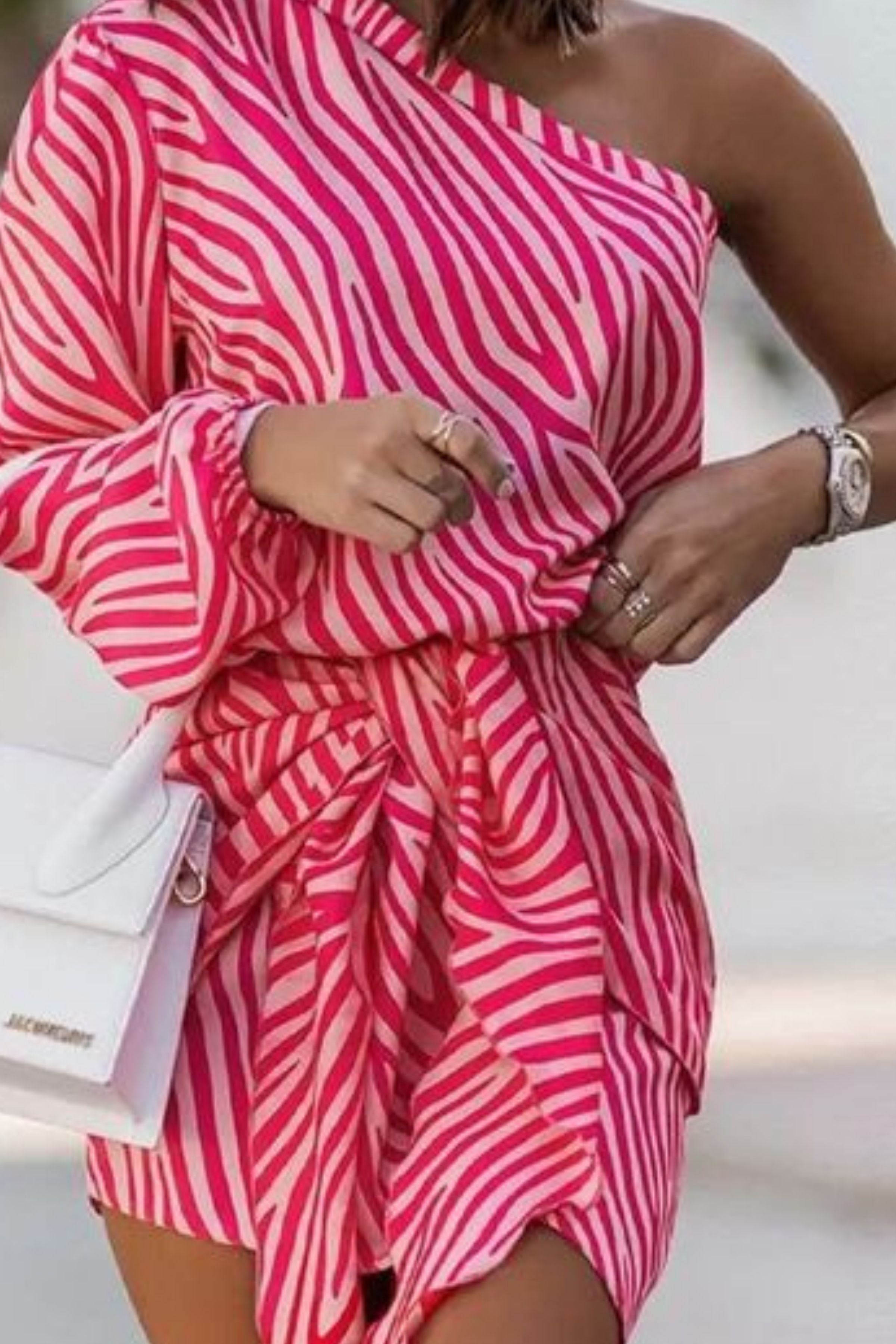 BARBIE ONE SHOULDER TIED CASUAL DRESS